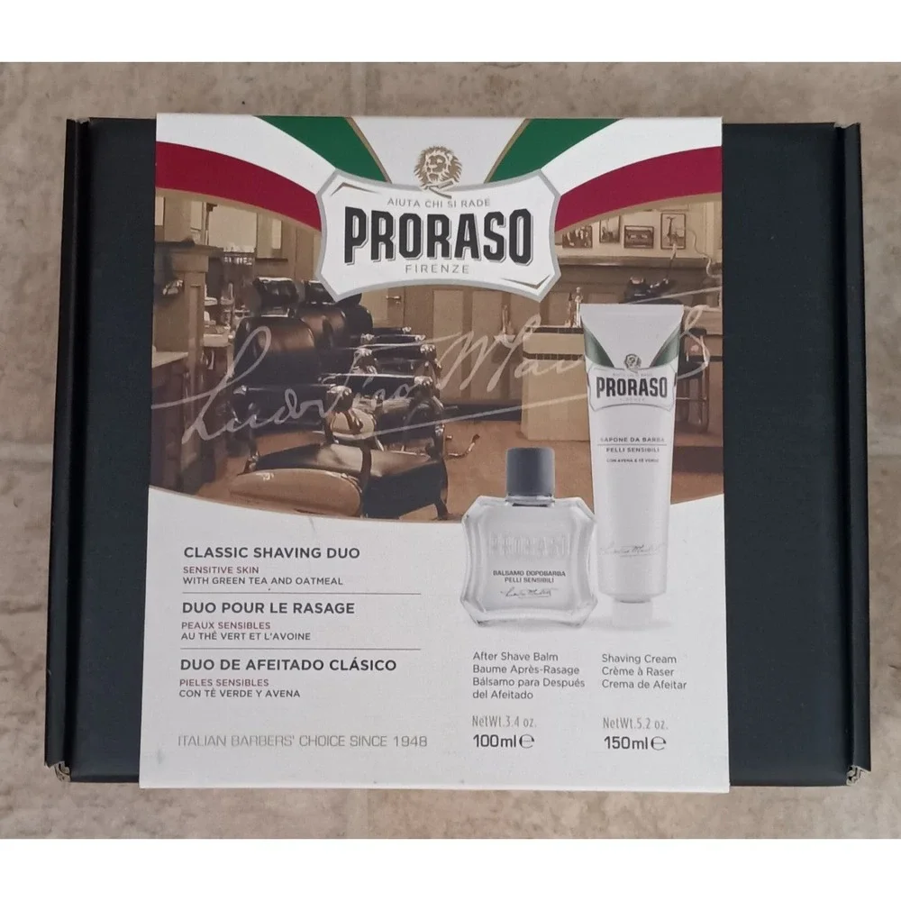 Proraso Classic Shaving Duo Box - Green, Red, White - Refresh, Coarse, Sensitive
